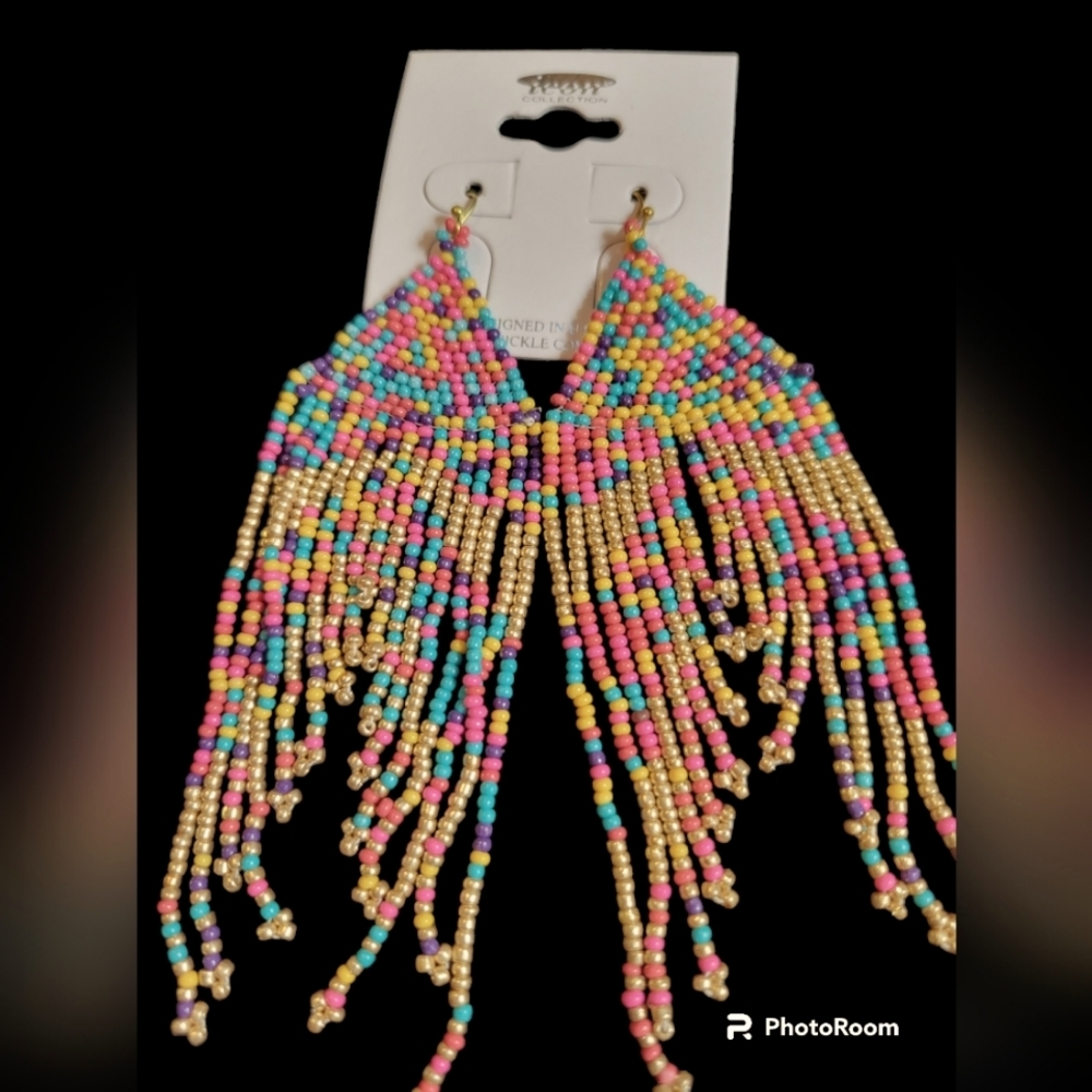 Beaded Fringe  Earrings